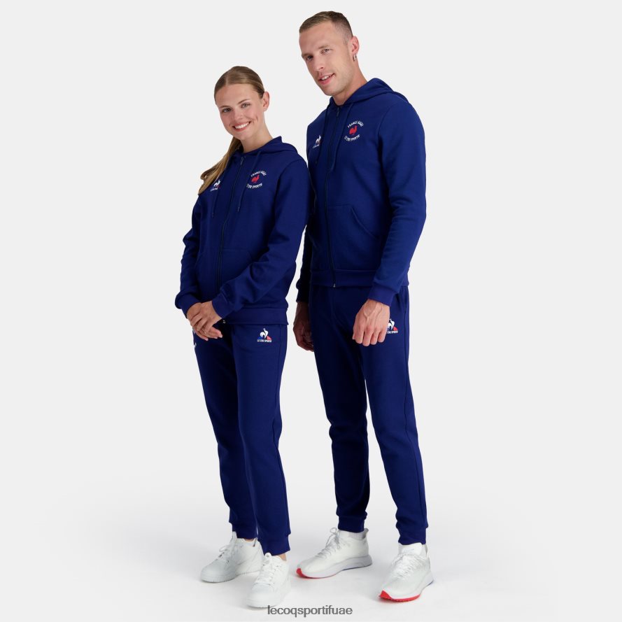 أزرق رجال سويت شيرت بغطاء للرأس بسحاب - أزرق رجبي فرنسي Le Coq Sportif ملابس 2684VH28