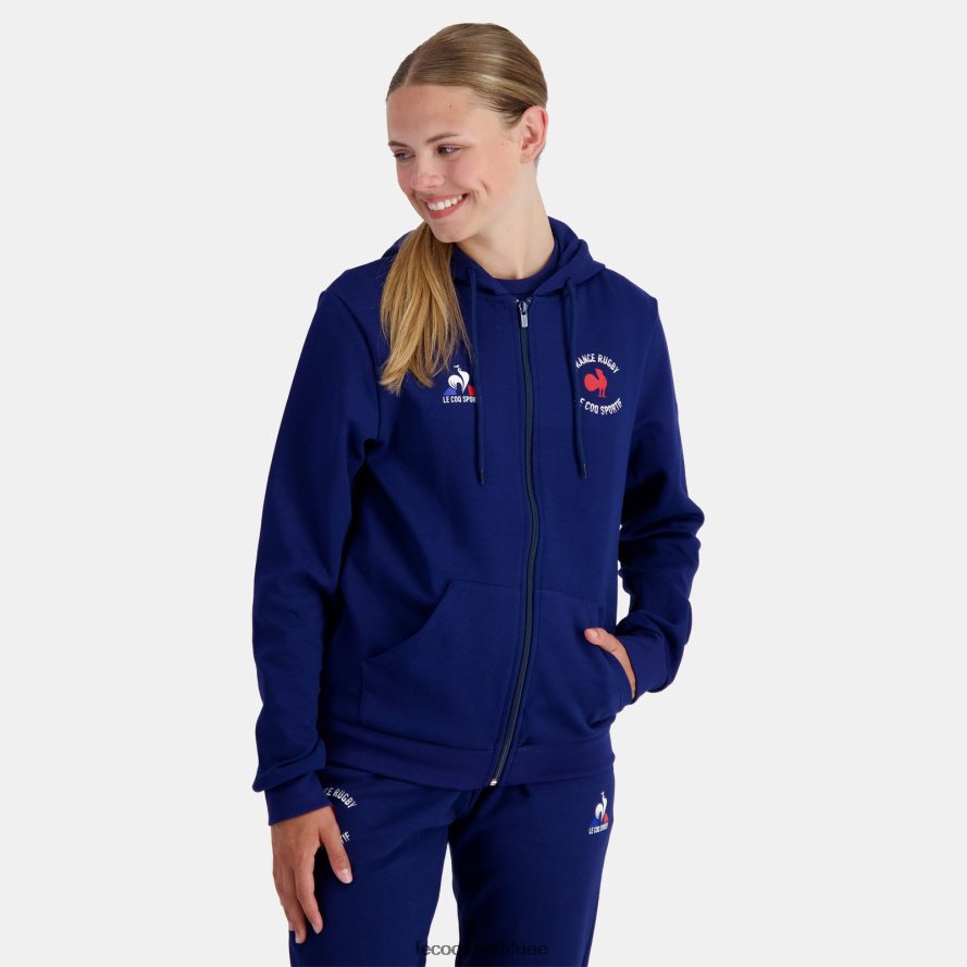 أزرق رجال سويت شيرت بغطاء للرأس بسحاب - أزرق رجبي فرنسي Le Coq Sportif ملابس 2684VH28