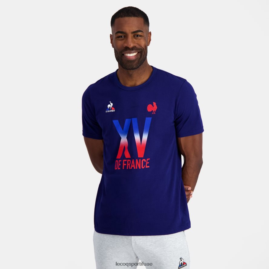 أزرق رجال تيشيرت - xv de france أزرق Le Coq Sportif ملابس 2684VH141
