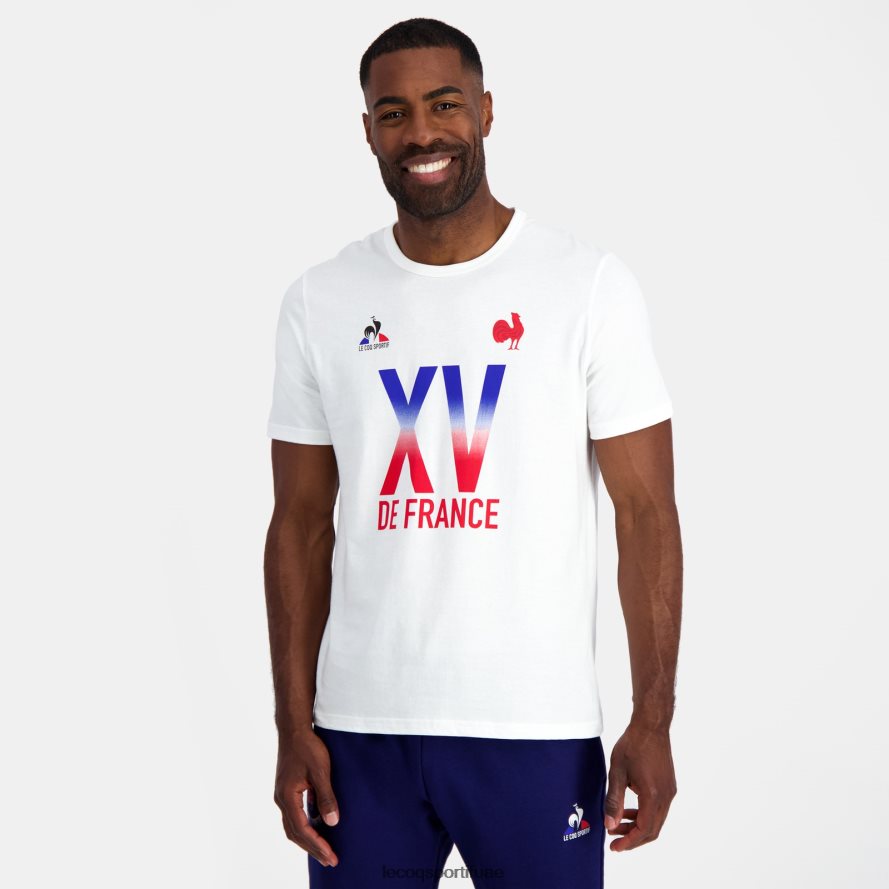 أبيض رجال تيشيرت - xv de france أبيض Le Coq Sportif ملابس 2684VH157