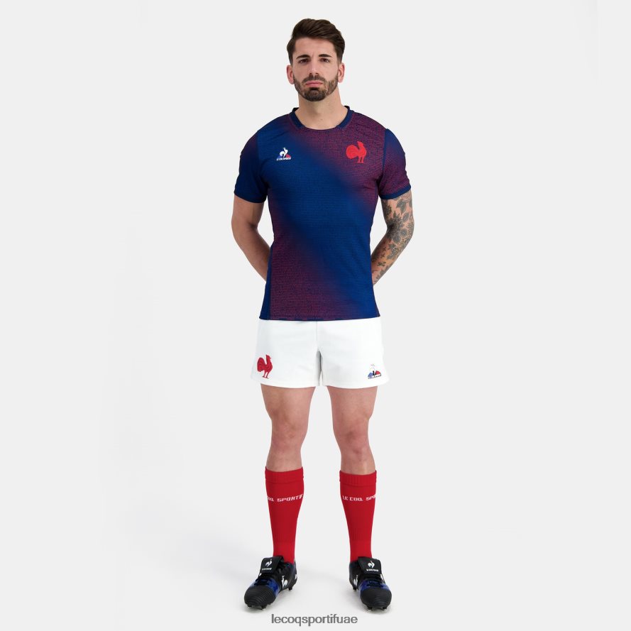 أزرق رجال قميص ما قبل المباراة - xv de france أزرق Le Coq Sportif ملابس 2684VH173