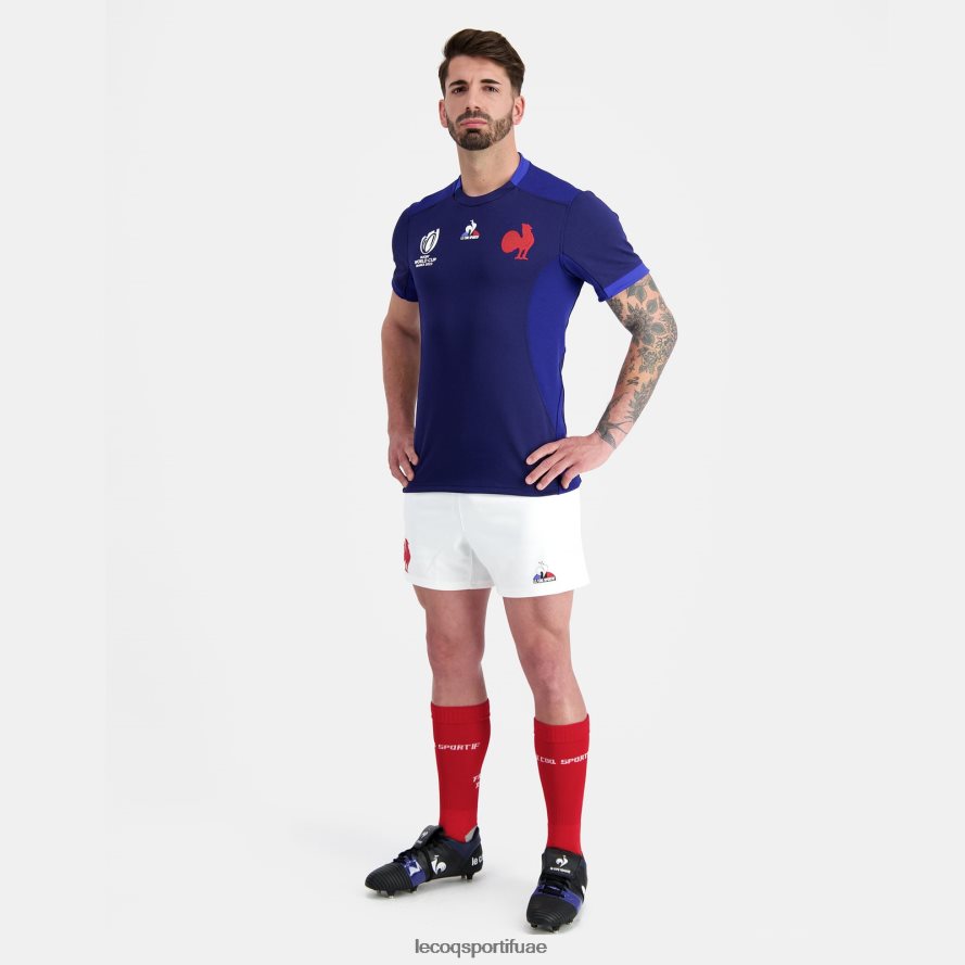 أبيض رجال نسخة طبق الأصل قصيرة - xv de france الأبيض Le Coq Sportif ملابس 2684VH235