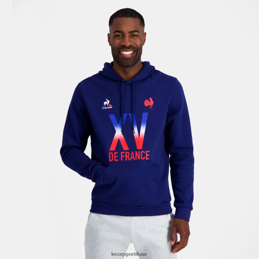 أزرق رجال سويت شيرت بغطاء رأس - xv de france أزرق Le Coq Sportif ملابس 2684VH25