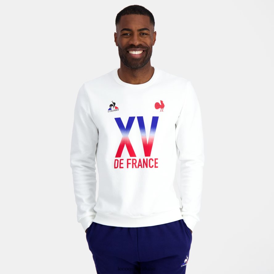 أبيض رجال قميص من النوع الثقيل - xv de france أبيض Le Coq Sportif ملابس 2684VH26