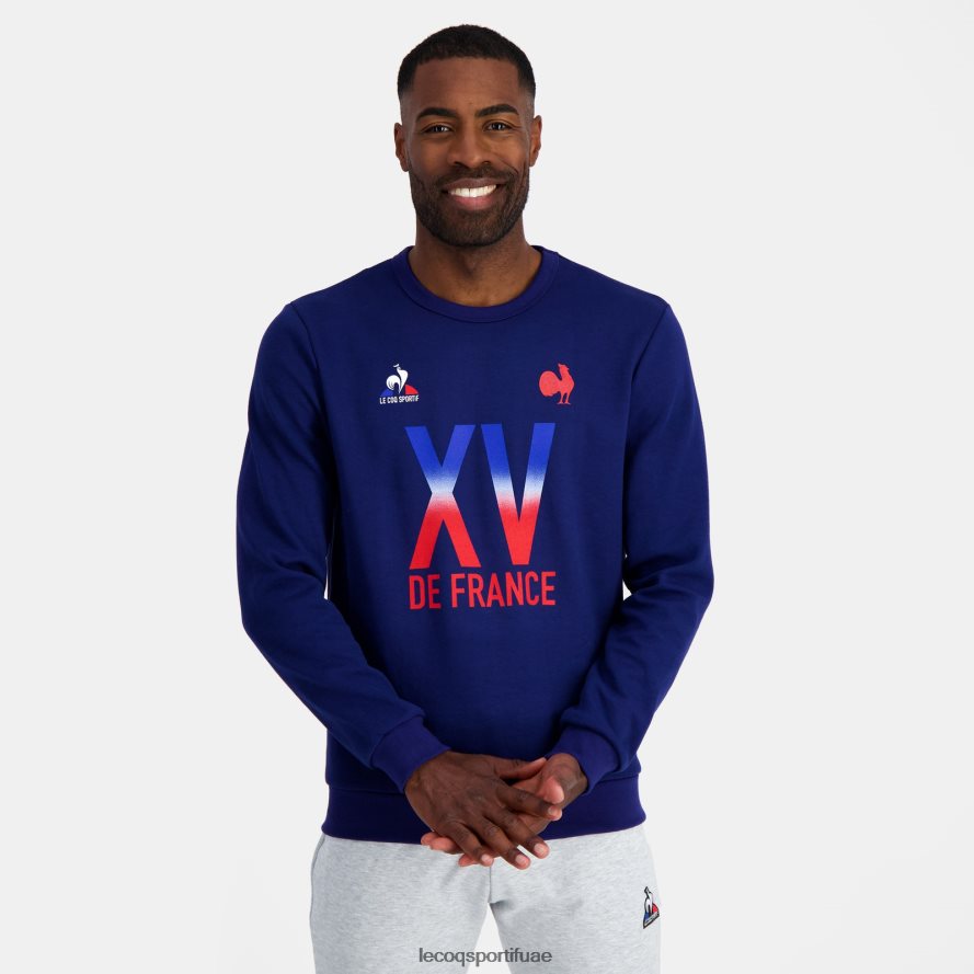 أزرق رجال قميص من النوع الثقيل - xv de france أزرق Le Coq Sportif ملابس 2684VH5